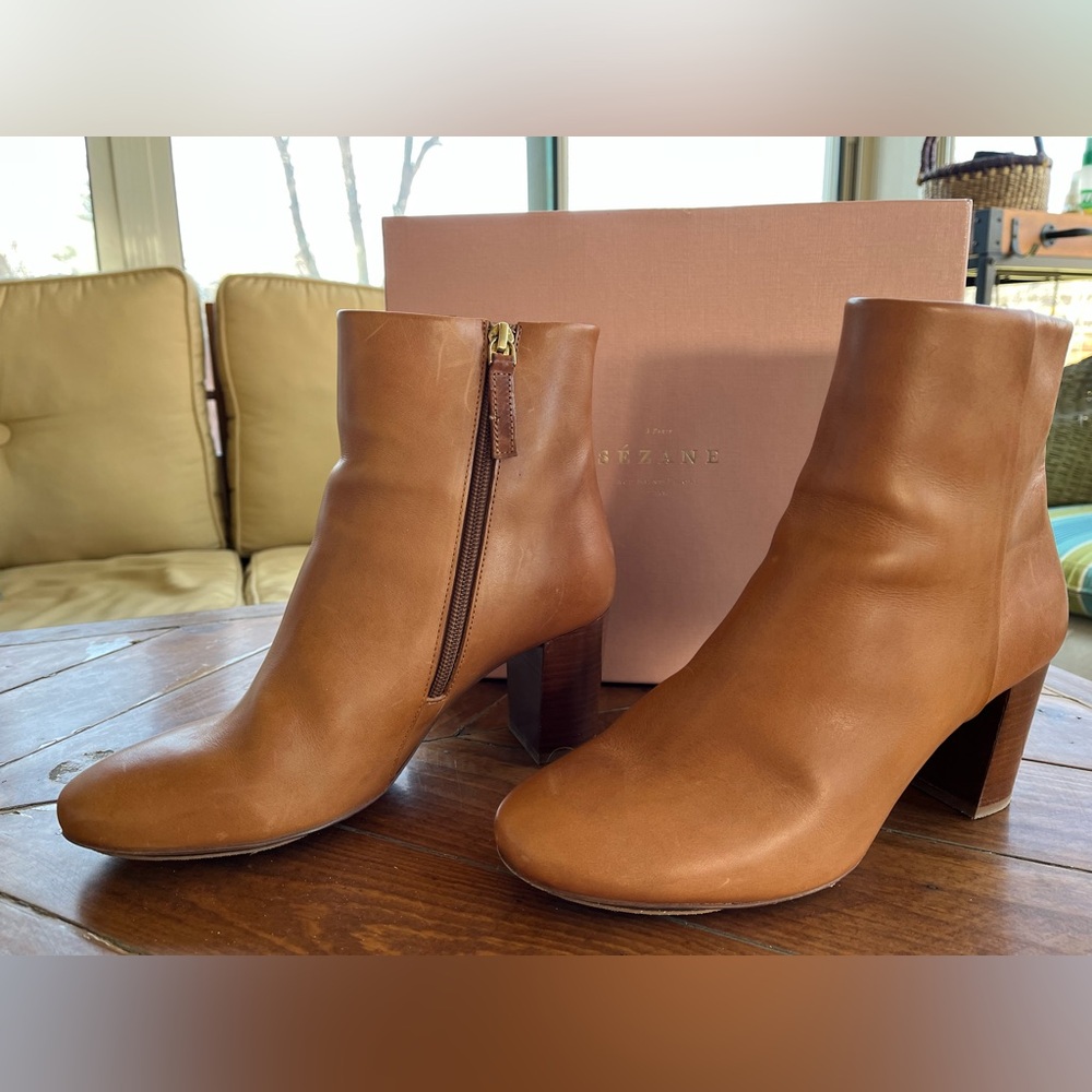 Sezane Tan Leather Ankle Boots - Picture 4 of 5